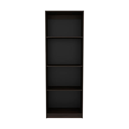 4-Shelf Bookcase Tall Walnut Display Shelves