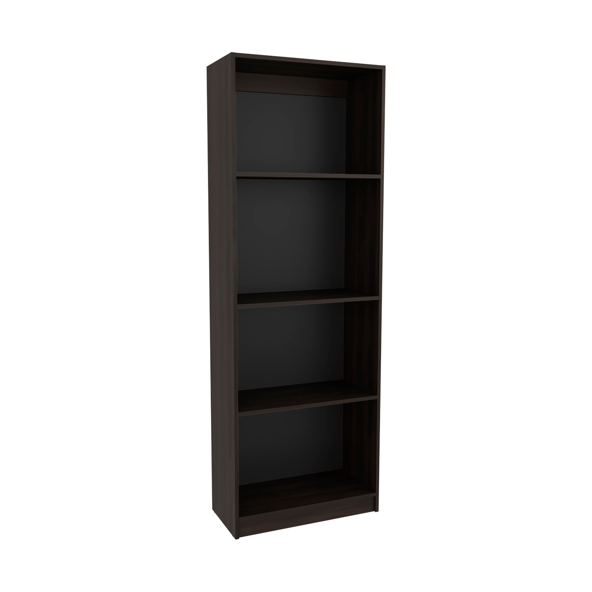 4-Shelf Bookcase Tall Walnut Display Shelves