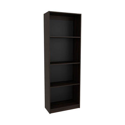 4-Shelf Bookcase Tall Walnut Display Shelves