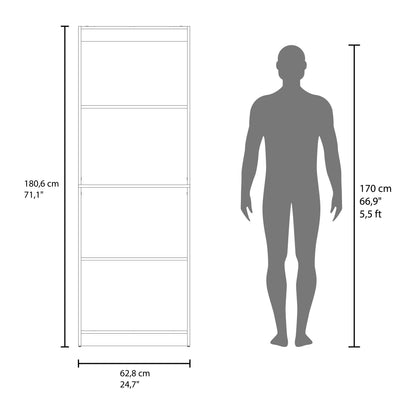 4-Shelf Bookcase Tall Walnut Display Shelves