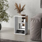 Everet 25" High Side Table, For Living Rooms, Three Tier, White, Natural Oak
