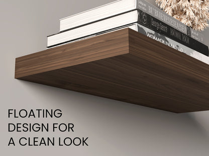 Dark Brown Particle Board Floating Shelves for Modern Living Room Decor