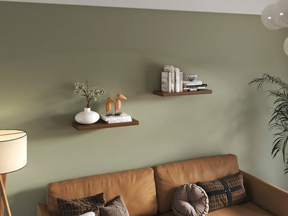 Walnut Floating Shelves Set of 2 - 31.5" Wide Display Shelves