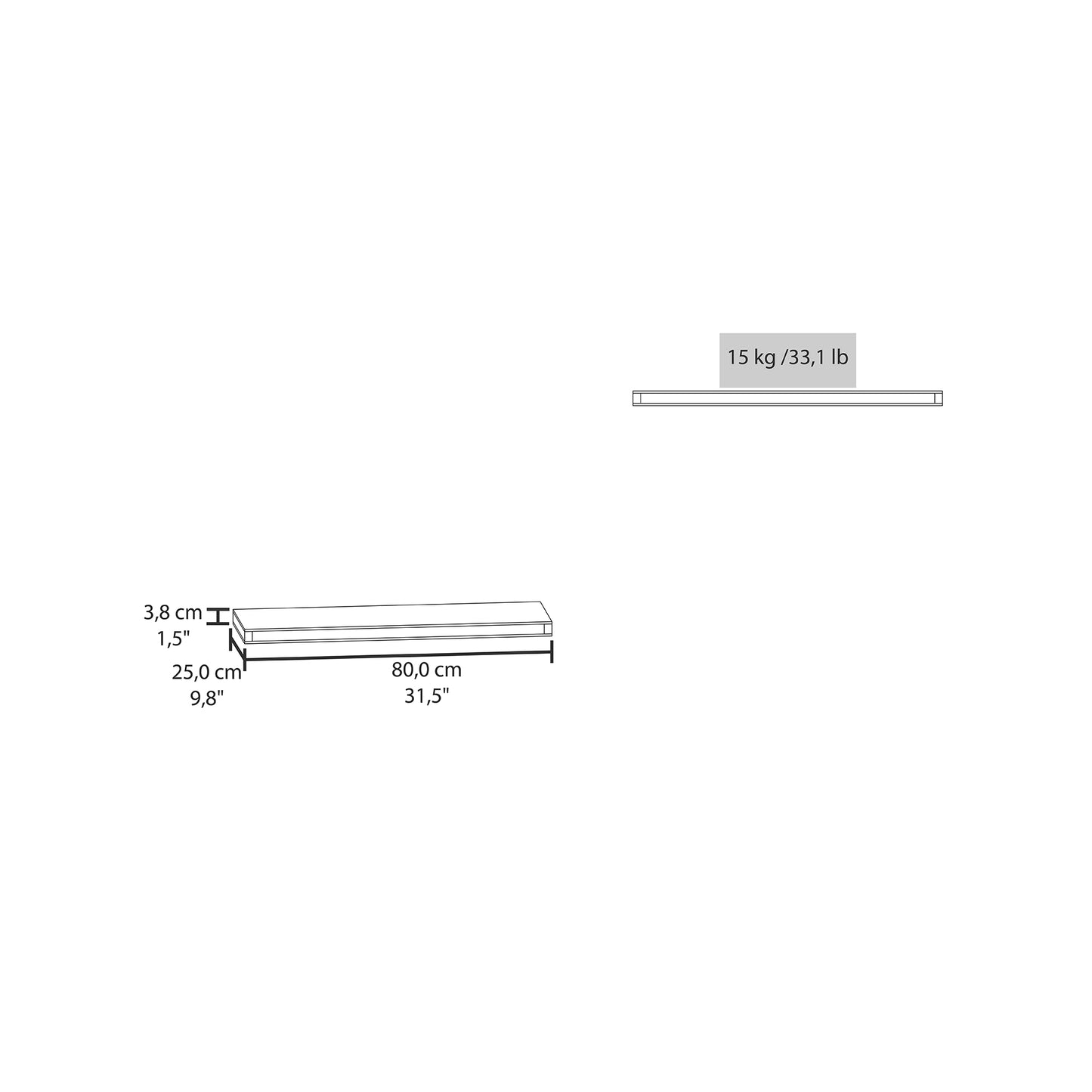 Walnut Floating Shelves Set of 2 - 31.5" Wide Display Shelves