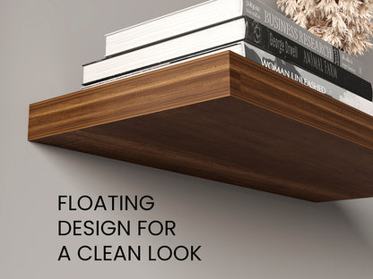 Walnut Floating Shelves Set of 2 - 31.5" Wide Display Shelves