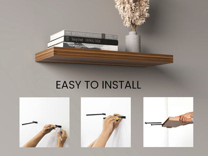 Walnut Floating Shelves Set of 2 - 31.5" Wide Display Shelves