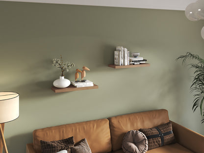 Light Brown Floating Shelves Set of 2 - 31.5" Wide Display Shelves
