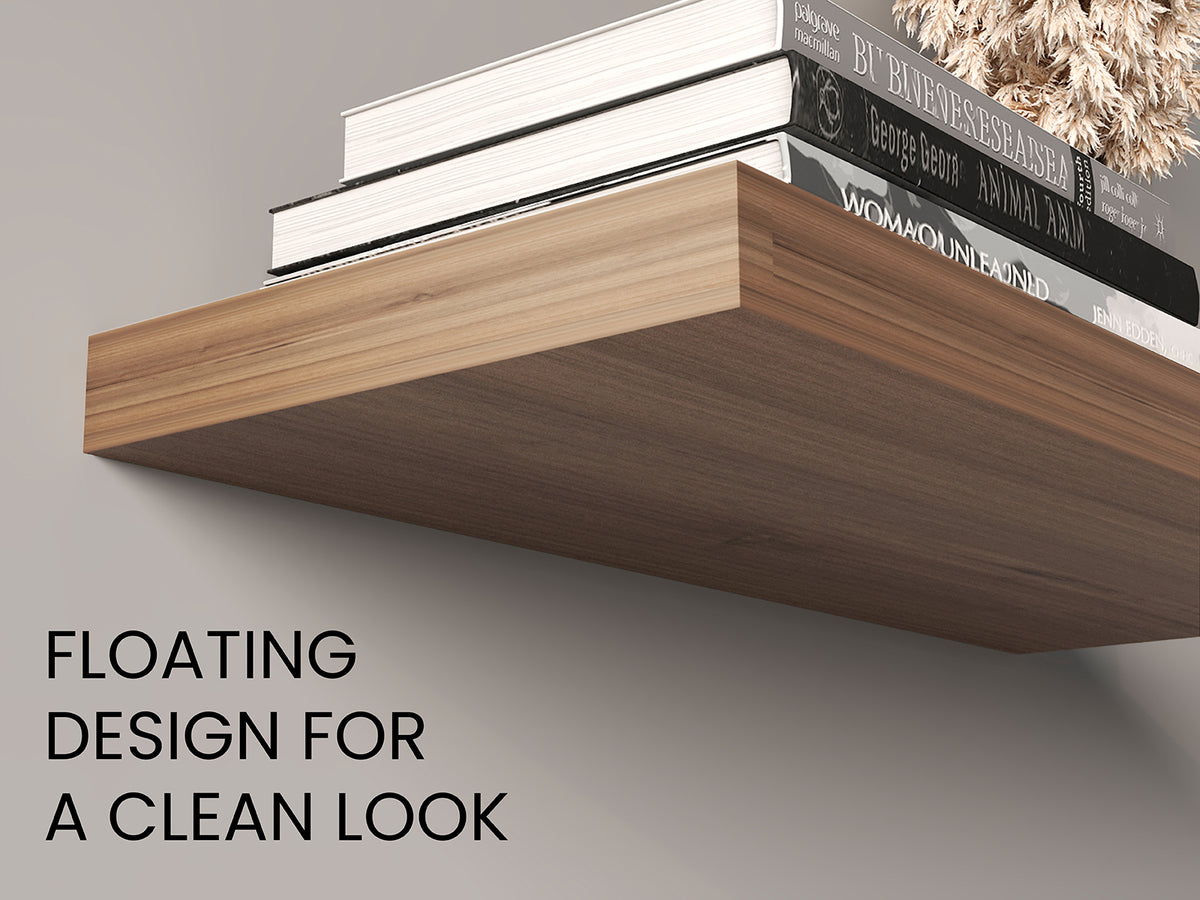 Light Brown Floating Shelves Set of 2 - 31.5" Wide Display Shelves
