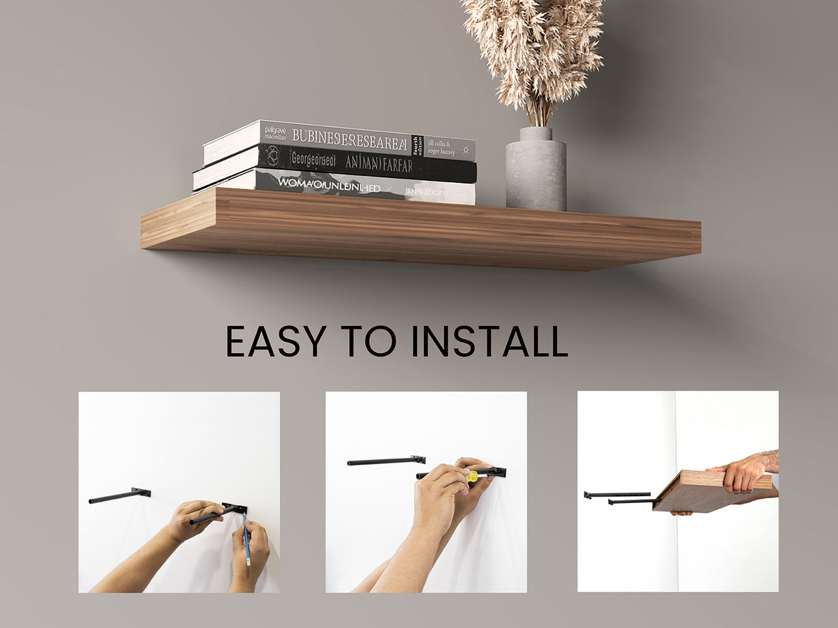Light Brown Floating Shelves Set of 2 - 31.5" Wide Display Shelves