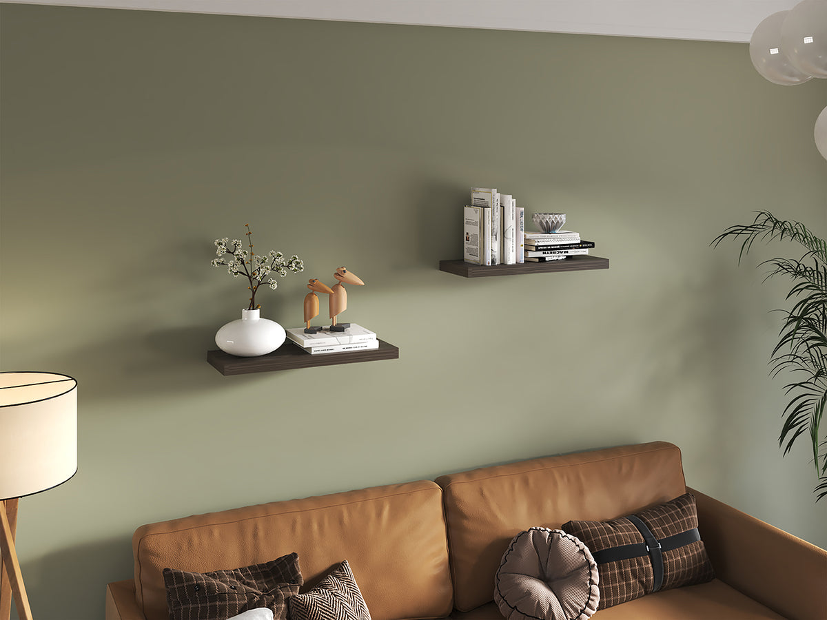 Dark Walnut Floating Shelves Set of 2 - 31.5" Wide