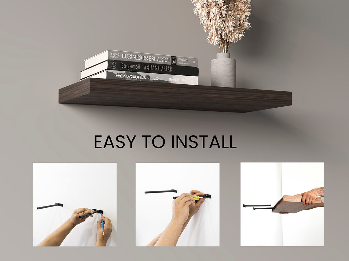Dark Walnut Floating Shelves Set of 2 - 31.5" Wide