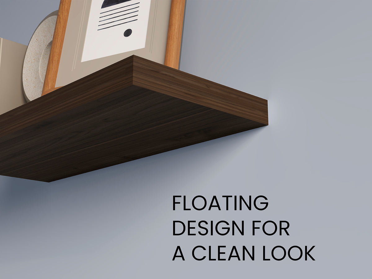Dark Oak Floating Shelves Set of 2 - 31.5" Wide for Living Room