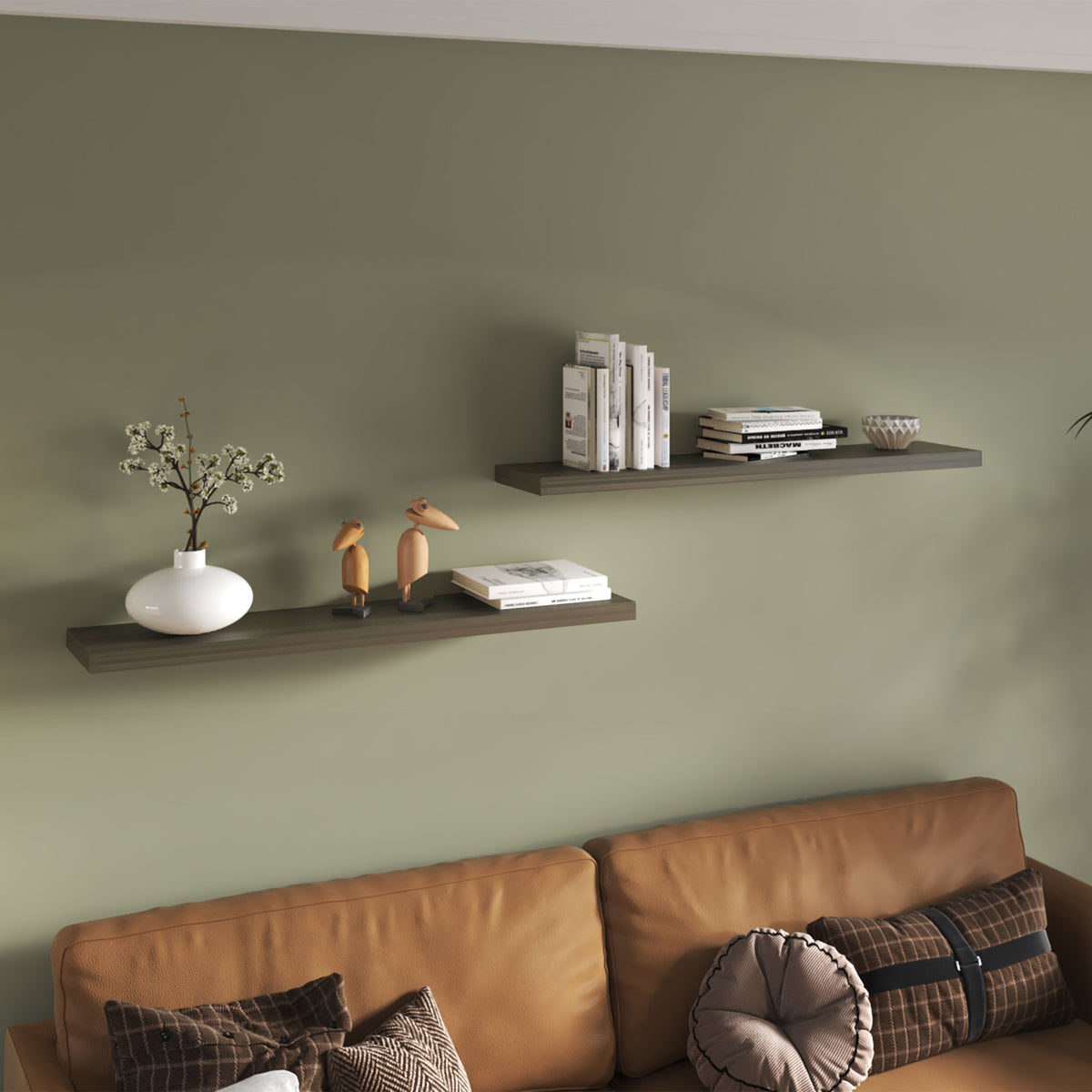 Gray Floating Shelves Set of 2 - 47" Wide for Living Room