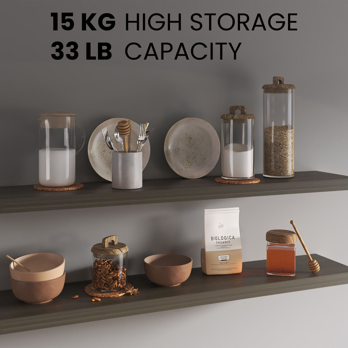 Gray Floating Shelves Set of 2 - 47" Wide for Living Room