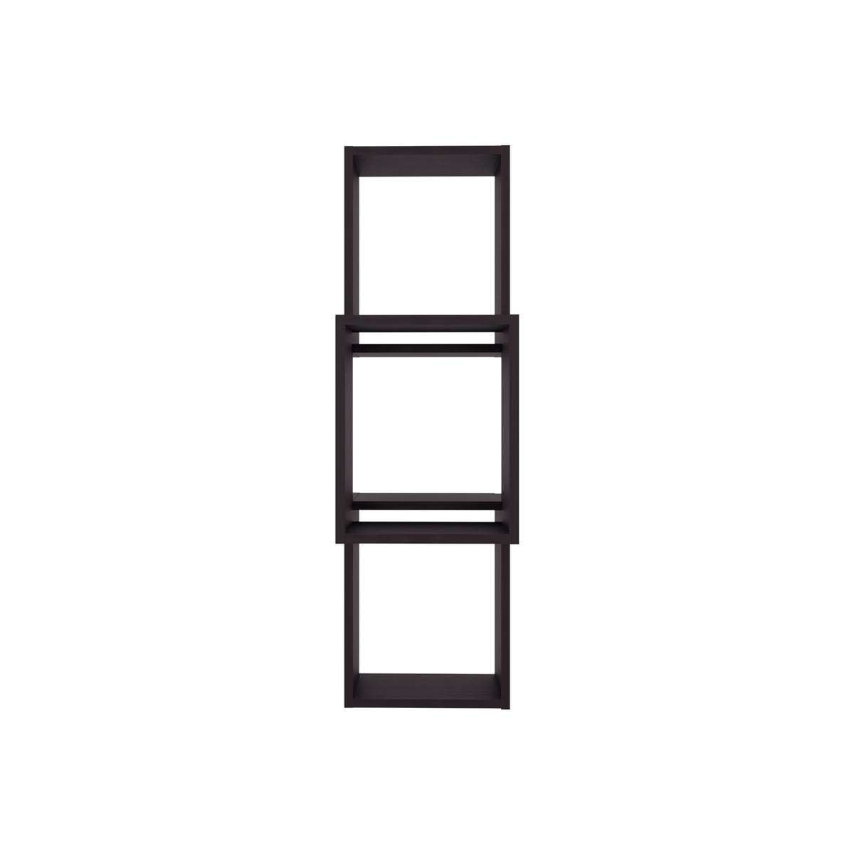 6-Cube Black Wall Shelf - Particle Board Storage for Living Room
