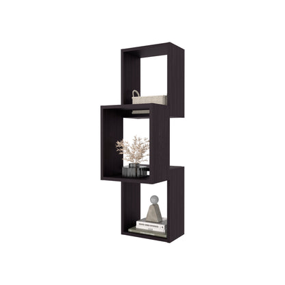 6-Cube Black Wall Shelf - Particle Board Storage for Living Room