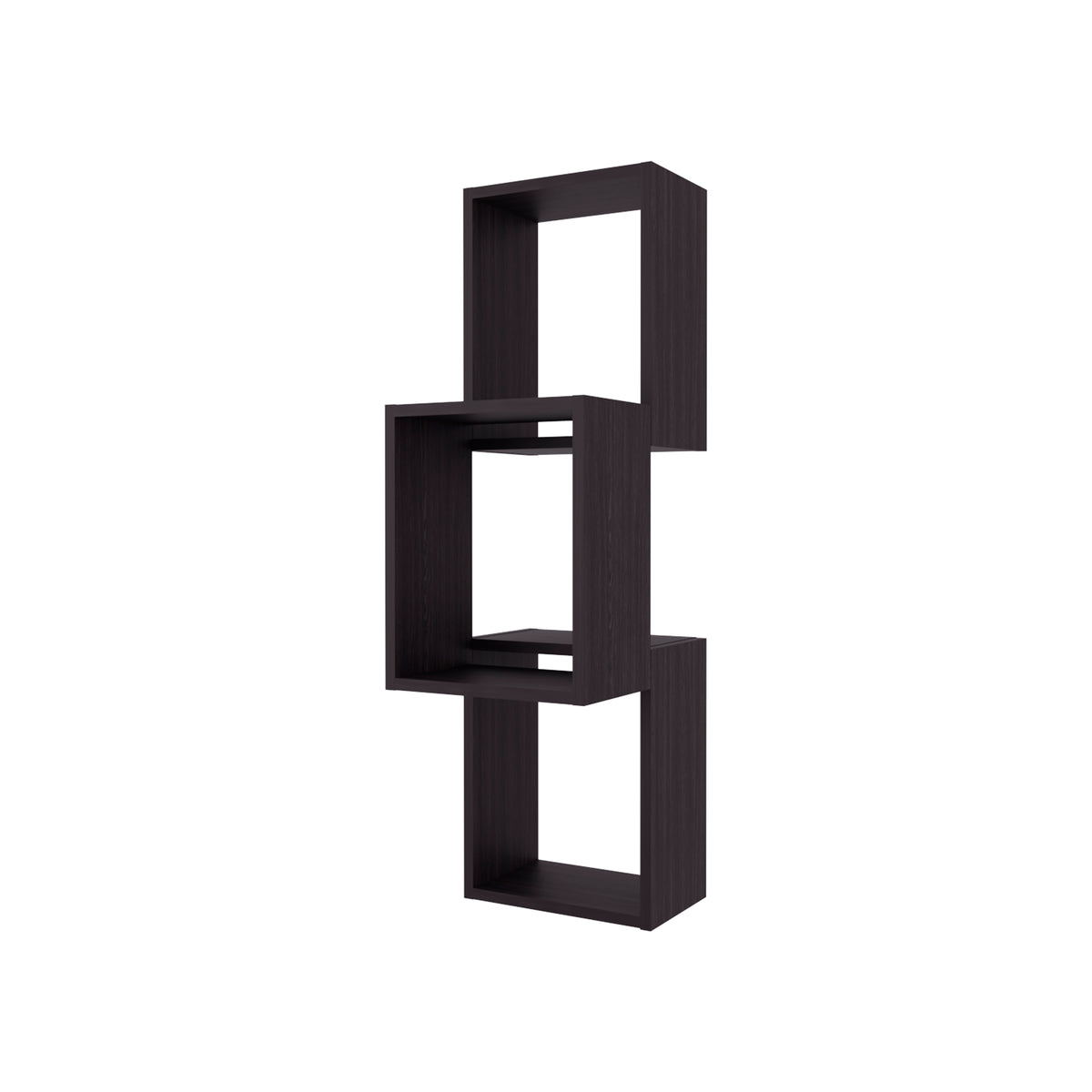 6-Cube Black Wall Shelf - Particle Board Storage for Living Room