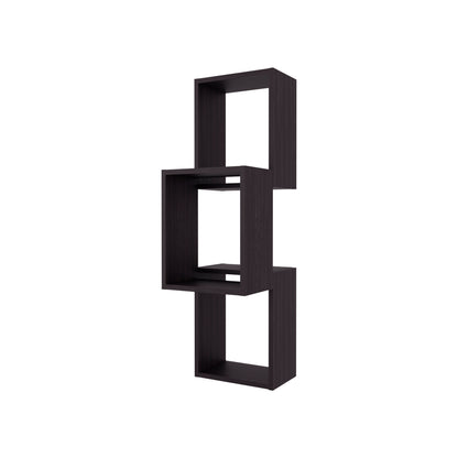 6-Cube Black Wall Shelf - Particle Board Storage for Living Room