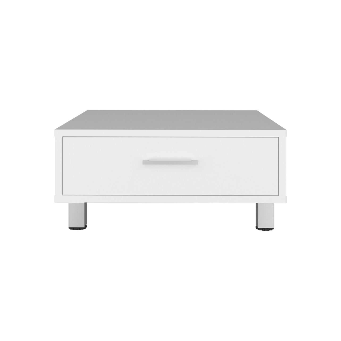 Modern White Coffee Table with Storage Drawer - 23.6" x 23.6" for Living Room