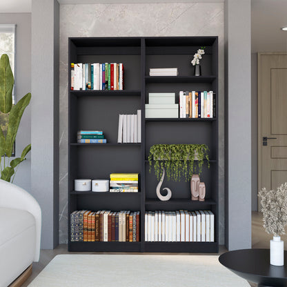 2 Piece Bookcase Living Room Set,  Storage Cabinet, 49" Wide and 9 Shelves Black