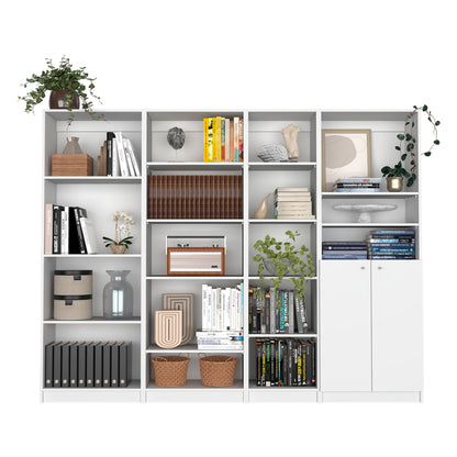 White 91" Wide Office Bookcase with 17 Shelves