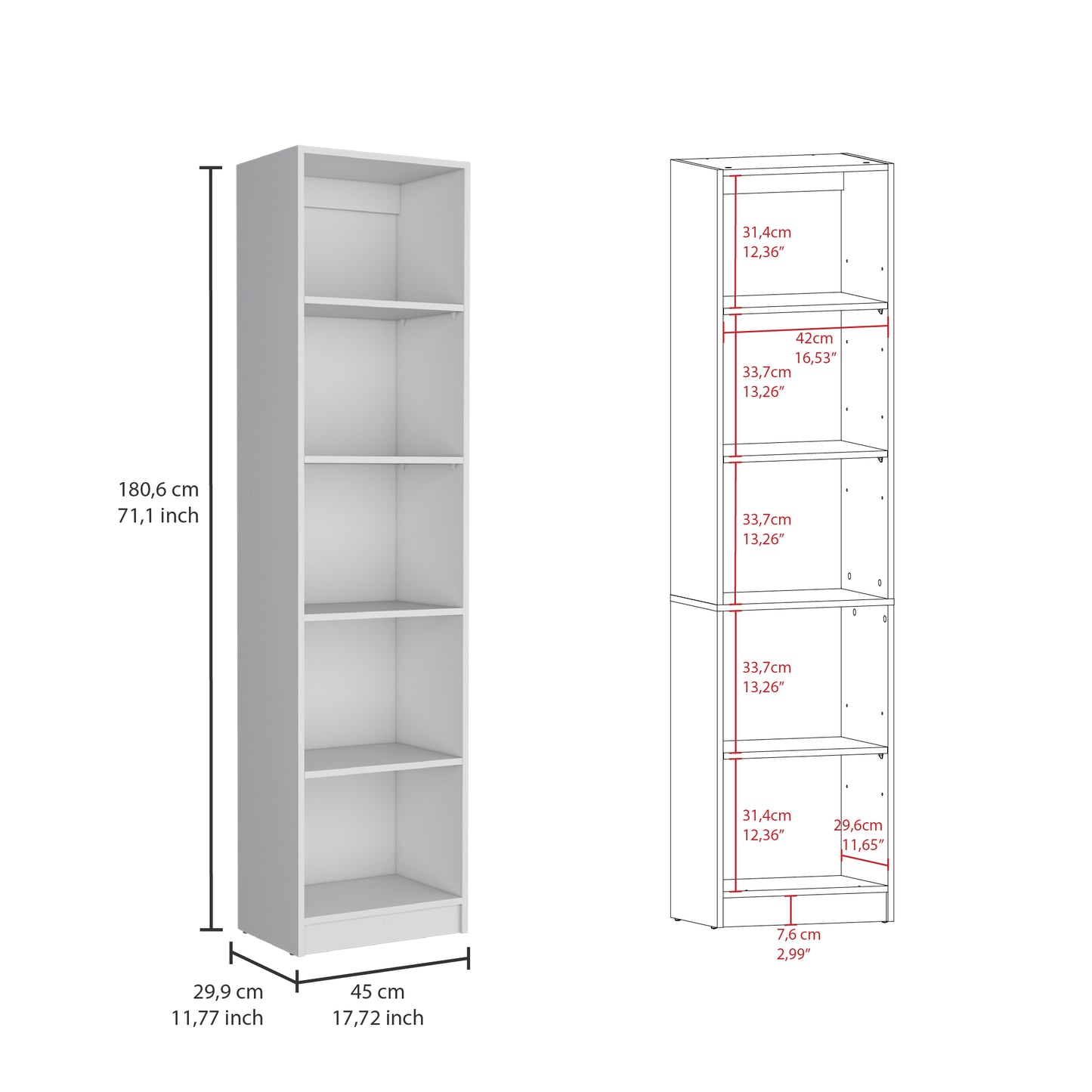 White 91" Wide Office Bookcase with 17 Shelves