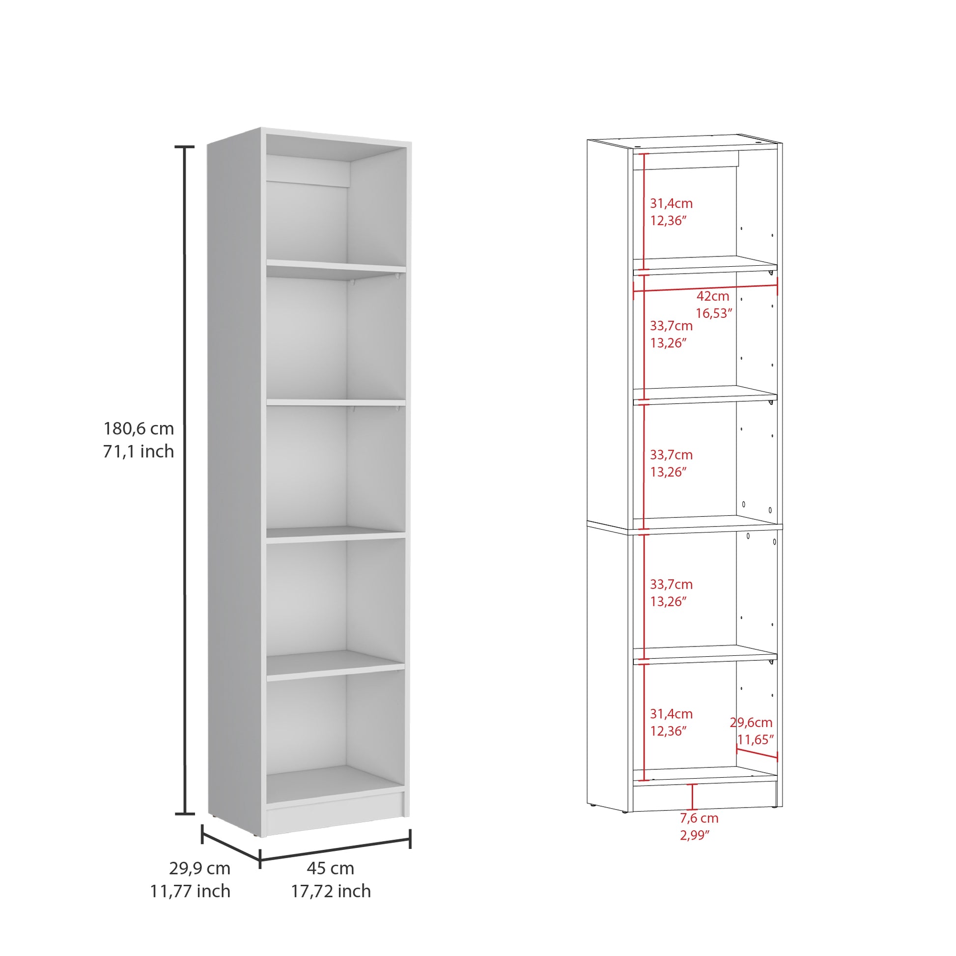 White 91" Wide Office Bookcase with 17 Shelves