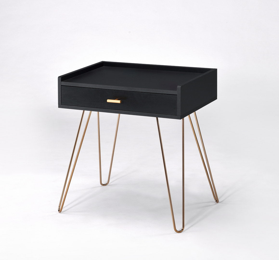 23.5" Black Accent Table with Copper Legs - MDF Material