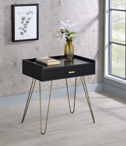 23.5" Black Accent Table with Copper Legs - MDF Material