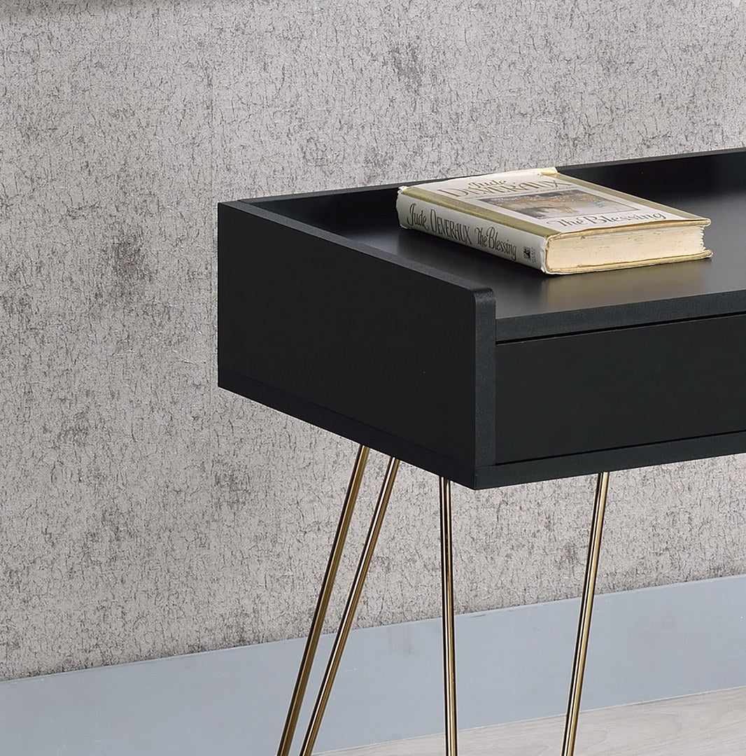 23.5" Black Accent Table with Copper Legs - MDF Material