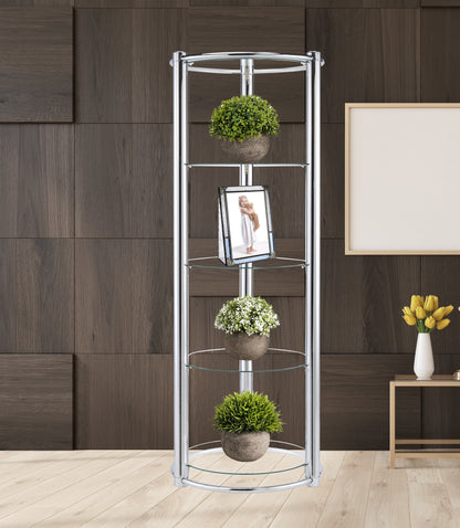 Silver Corner Display Shelf - 5 Shelves