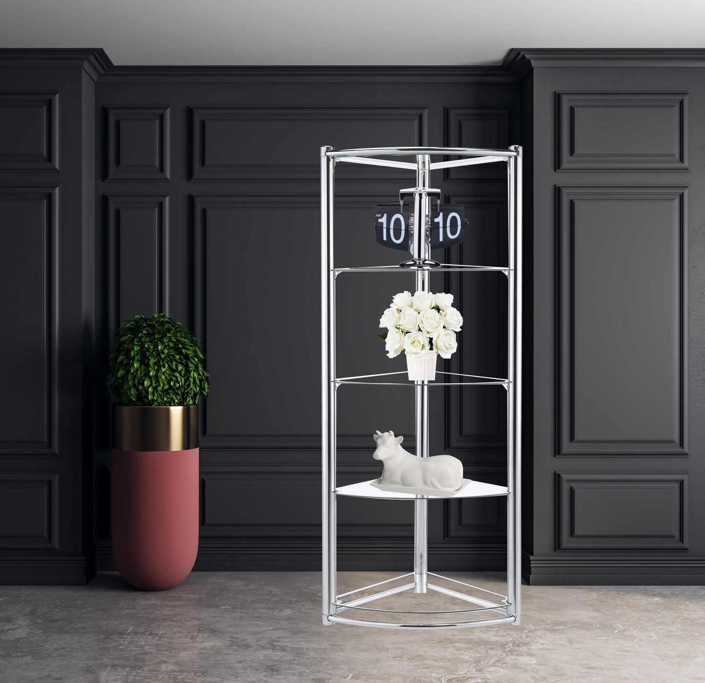 Triangle Display Shelf Tempered Glass/Chrome Frame