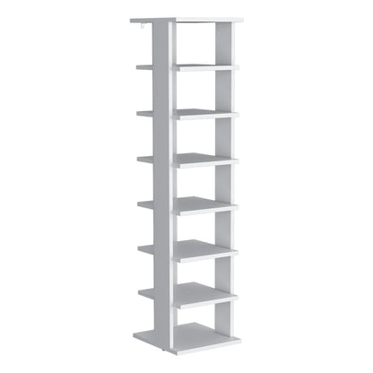 White Shoe Storage Bench - 48" Vertical Shelf Unit for Living Room