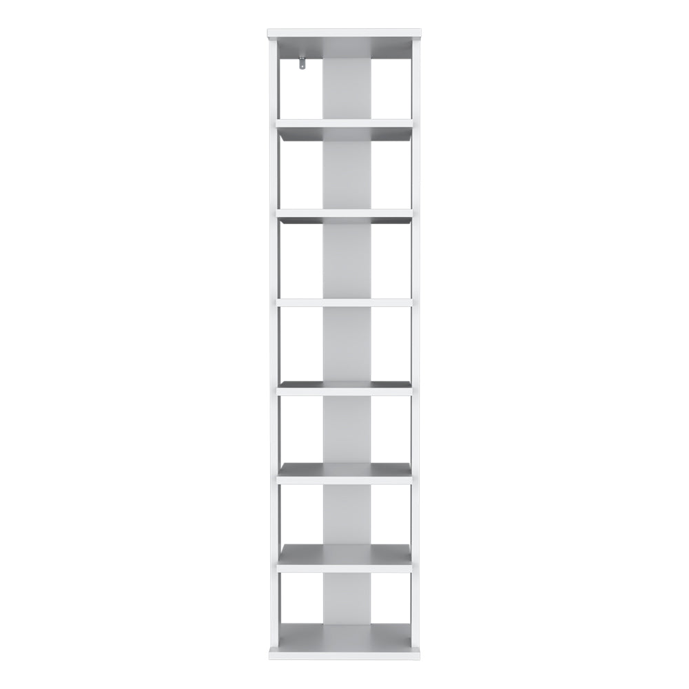 White Shoe Storage Bench - 48" Vertical Shelf Unit for Living Room