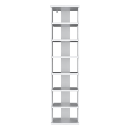 White Shoe Storage Bench - 48" Vertical Shelf Unit for Living Room