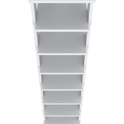 White Shoe Storage Bench - 48" Vertical Shelf Unit for Living Room