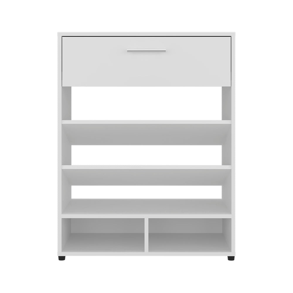 White Engineered Wood Shelving Unit with Storage Cubbies for Living Room