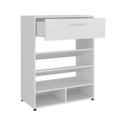 White Engineered Wood Shelving Unit with Storage Cubbies for Living Room