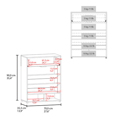 White Engineered Wood Shelving Unit with Storage Cubbies for Living Room