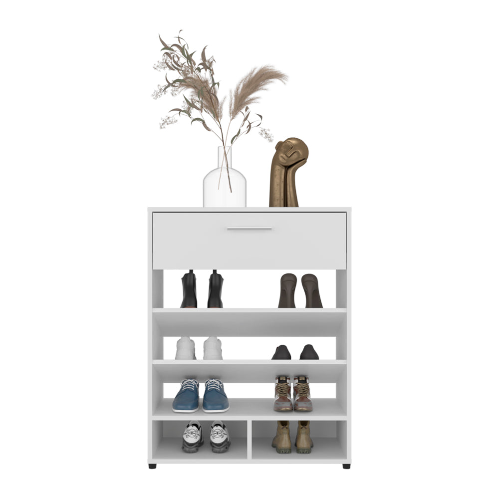 White Engineered Wood Shelving Unit with Storage Cubbies for Living Room