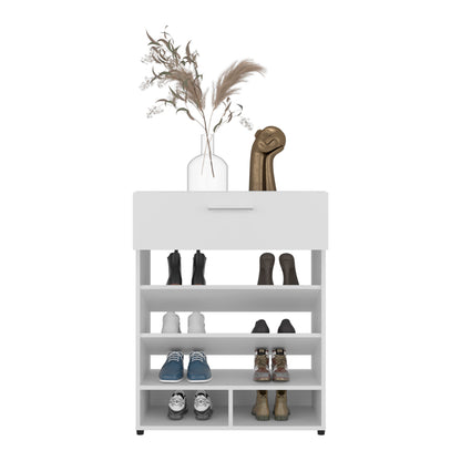 White Engineered Wood Shelving Unit with Storage Cubbies for Living Room