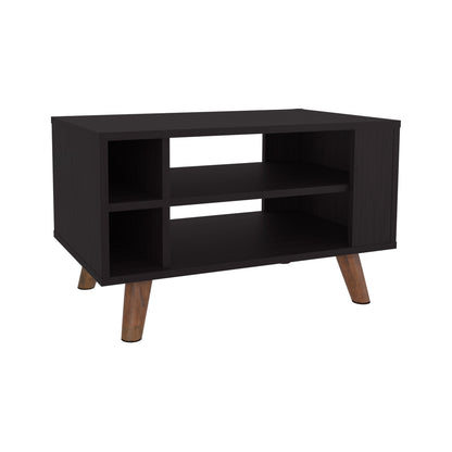 Black Engineered Wood Coffee Table with Storage for Living Room