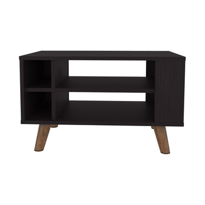 Black Engineered Wood Coffee Table with Storage for Living Room