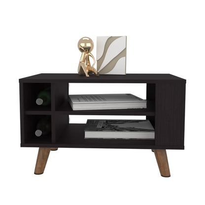 Black Engineered Wood Coffee Table with Storage for Living Room