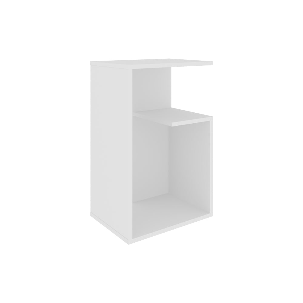 Small White Engineered Wood Side Table for Living Room