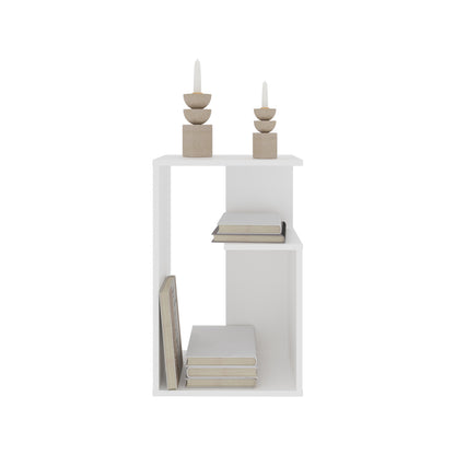 Small White Engineered Wood Side Table for Living Room