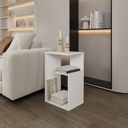 Small White Engineered Wood Side Table for Living Room