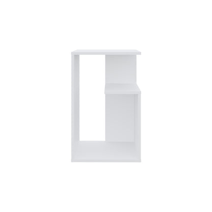 Small White Engineered Wood Side Table for Living Room