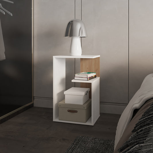 Side Table Sallis, Living Room, White/Macadamia