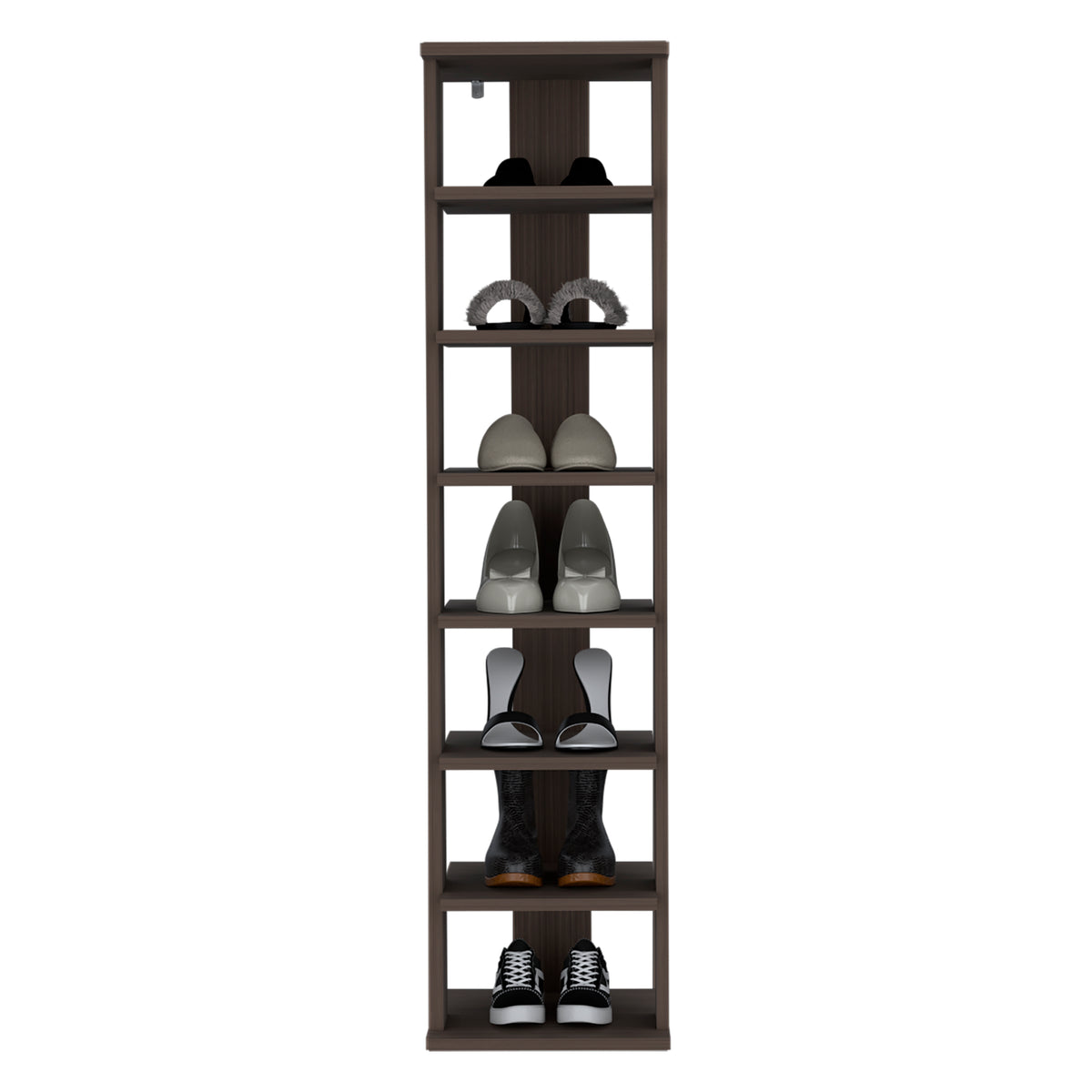 Black Brown Engineered Wood Shoe Organizer with 7 Shelves for Living Room